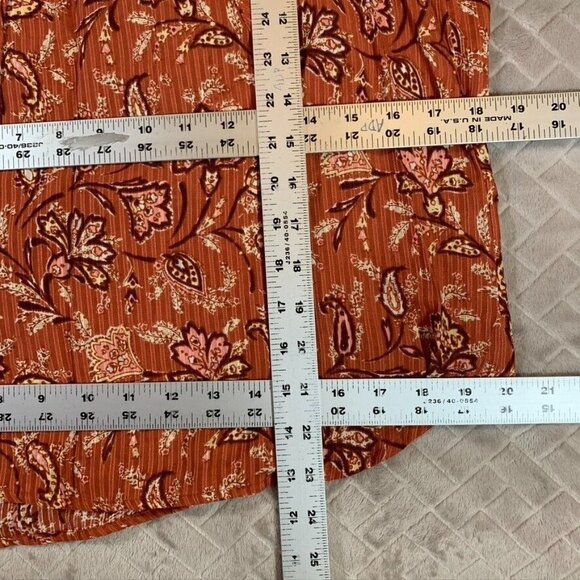 Loft Womens Small Blouse Gauzy Long Ruffle Sleeve Floral Geometric Boho Festival - Picture 4 of 10